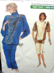 7002 VOGUE  EZ PULLOVER CONTRAST TOP, SKIRT LENGTHS PATTERN 8-12 UNCUT